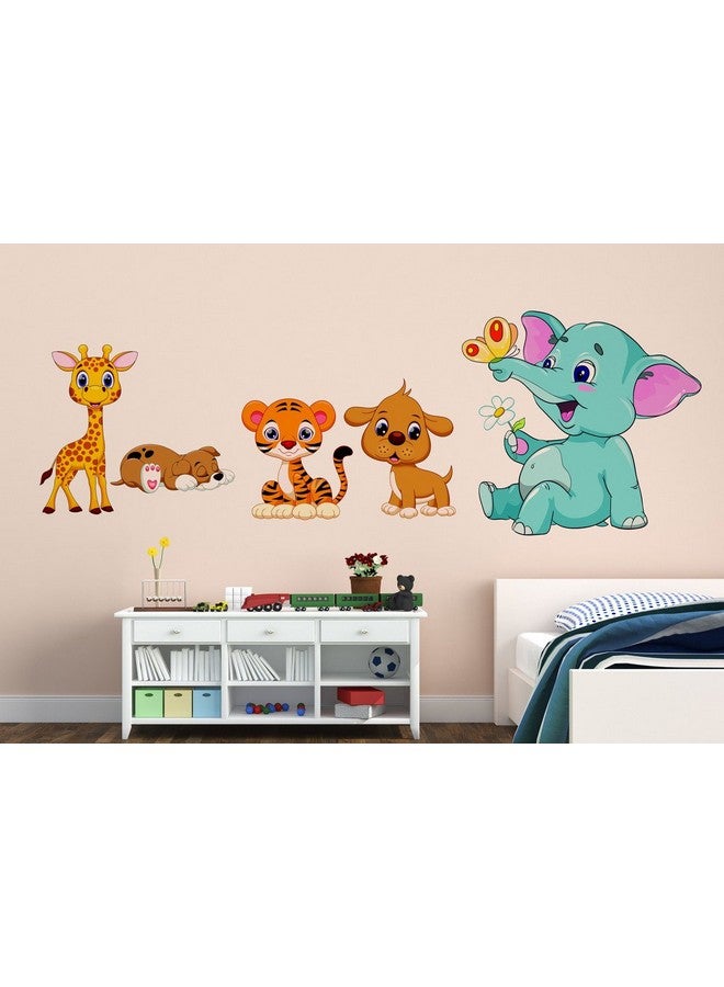 Wallstick ' Happy Joy Animals-1' Wall Sticker (Vinyl, 45 cm x 130 cm, Multicolor) 69-N-06 - Image 1
