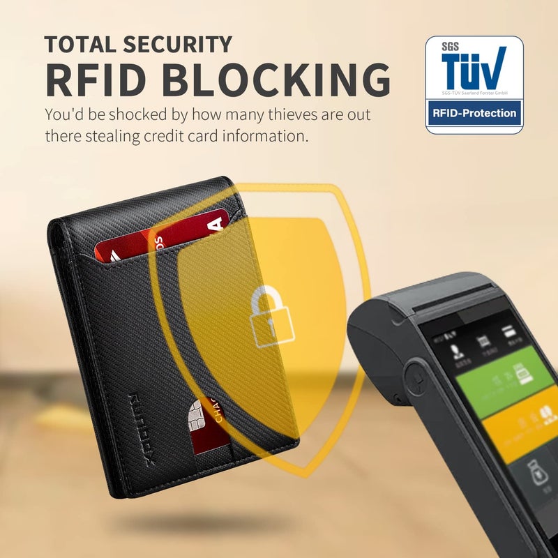 RUNBOX محفظة RUNBOX للرجال نحيفة 11 فتحة بطاقة ائتمان جلدية مانعة للتداخل RFID محفظة صغيرة رفيعة للرجال قابلة للطي تصميم بسيط جيب أمامي سعة كبيرة صندوق هدايا - Image 4