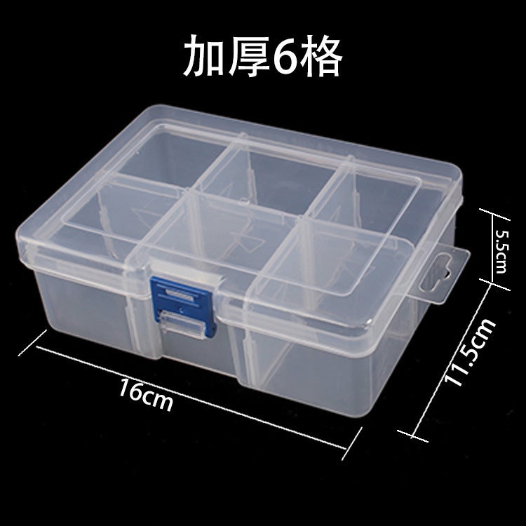 Generic Home Clear Plastic Covered Storage Box for Accessories Thickened 6-compartment storage box