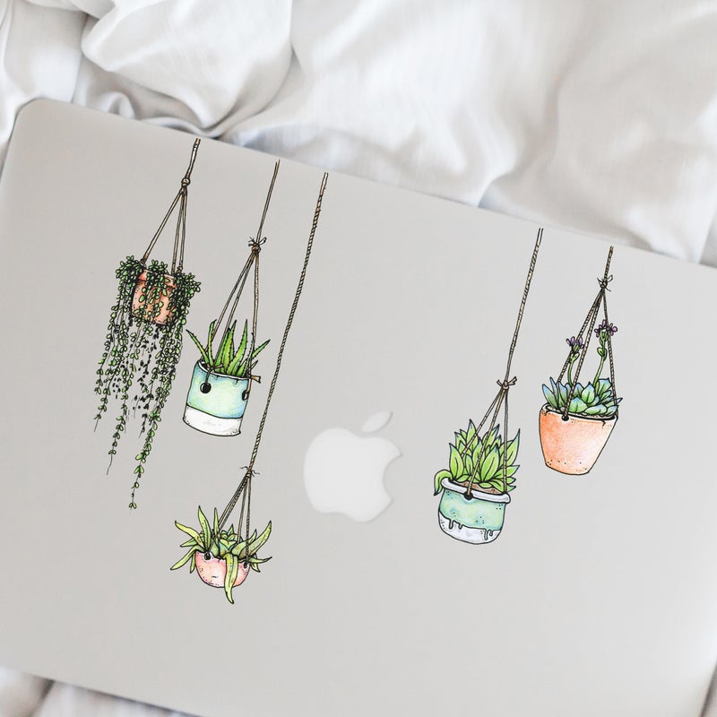 Stickers4 10 x Original Design Hanging Plant Laptop Stickers - Cute Laptop Stickers for Women - MacBook Decal Floral - Image 2