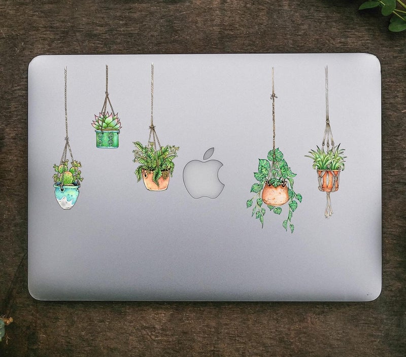 Stickers4 10 x Original Design Hanging Plant Laptop Stickers - Cute Laptop Stickers for Women - MacBook Decal Floral - Image 5