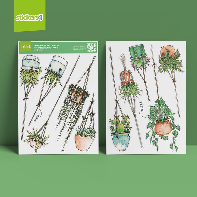 Stickers4 10 x Original Design Hanging Plant Laptop Stickers - Cute Laptop Stickers for Women - MacBook Decal Floral - Image 3