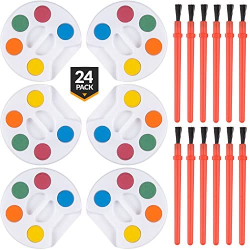 Bedwina Mini Watercolor Kids Paint Set - (Bulk Pack of 24) - 5 Watercolor Paints, Palette Tray and Painting Brush, for Art Party Favors and Paint Party Supplies - Image 5