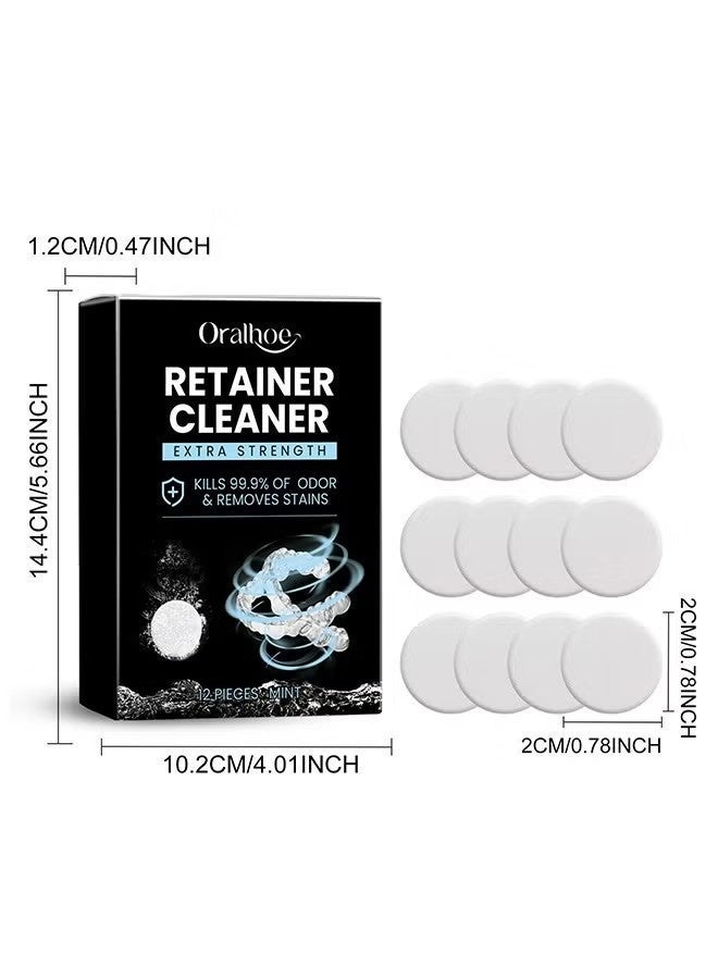 أورالحوي أقراص تنظيف المثبتات - ١٢ قرصًا لتنظيف أطقم الأسنان ومنظف أجهزة التقويم - يزيل الروائح والبقع - لأجهزة التقويم، وأجهزة التقويم، وأطقم الأسنان، وواقيات الأسنان الليلية - بنكهة النعناع - Image 3