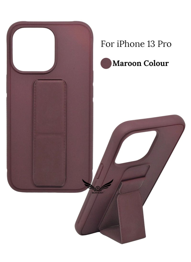 BORTONY iPhone 13 Pro with Magnetic Stand & Holder, Premium Silicone Hand Strap Grip, Car Mount Kickstand And Finger Grip Case Cover For Apple iPhone 13 Pro  - Image 1