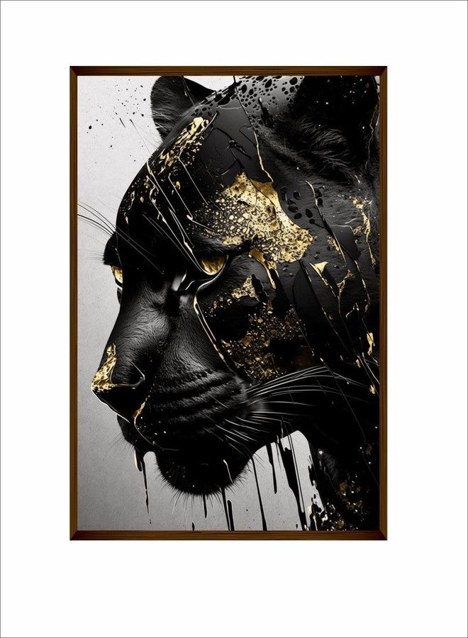 Artsense premium Wood abstract canvas balck panther Painting For Wall Decoration Abstract Wall Painting With Frame-Multicolor -20X30 Inches/(50X71Cm) - Image 2