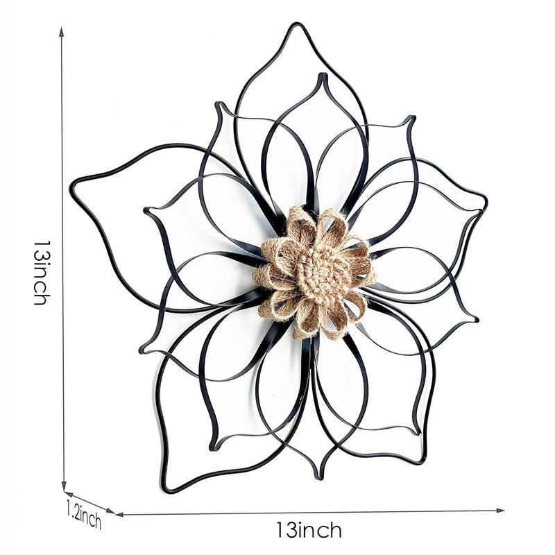 Remenna Metal Flowers Wall Decor, Metal Rustic Wall Art Decoration Farmhouse Wall Decorations Multiple Floral Hanging Decor for Bathroom Living Room Home Office Garden Kitchen (white & blue) - Image 4