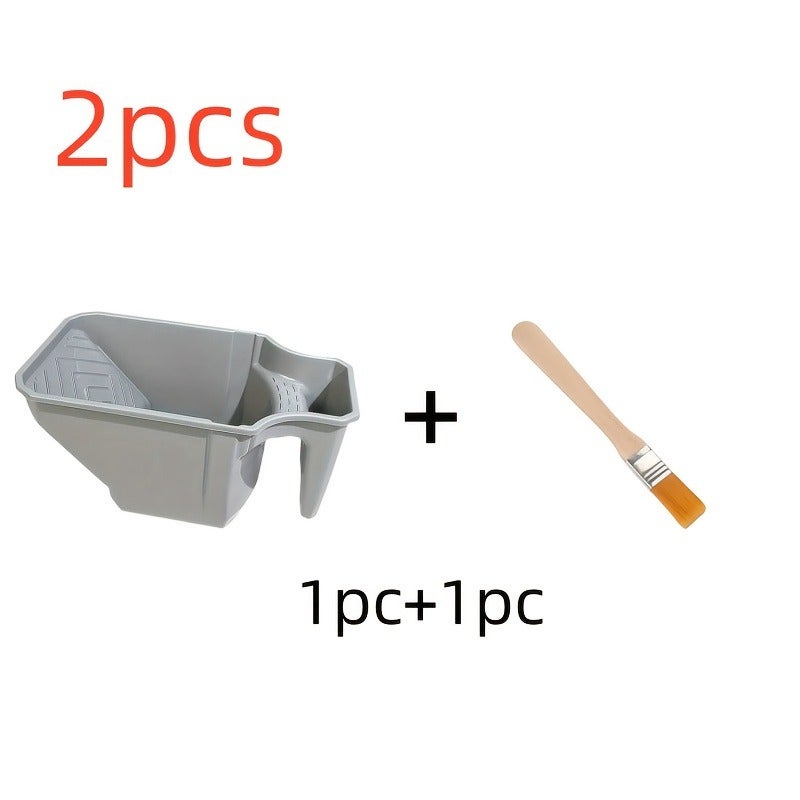 PETO 2pcs/1Set 4-inch Handheld Paint Cup with Roller Holder - Durable PP Material, Large Capacity, Easy to Use with Brushes and Rollers - Image 3