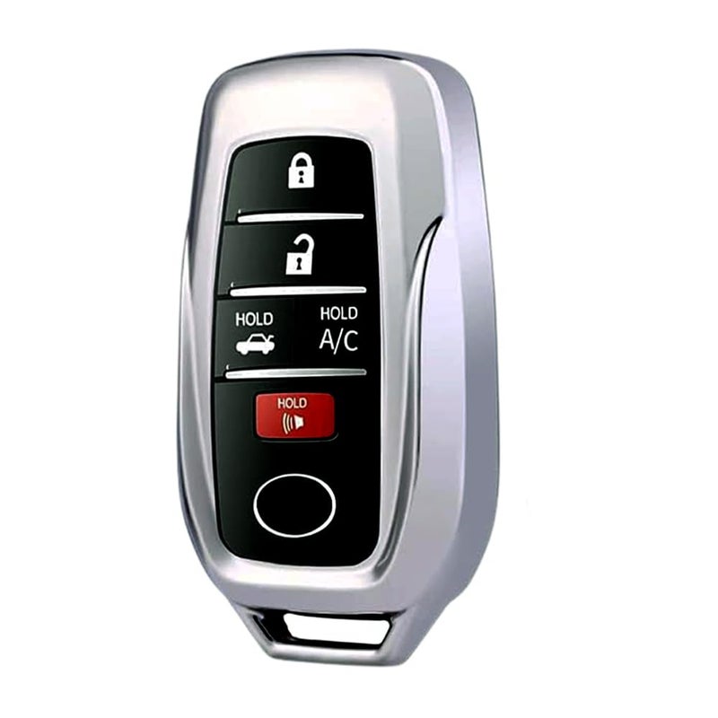 Autobase Key Fob Cover for 2025 Toyota Camry 20192026 Land Cruiser Sienna Venza Hilux Tacoma Corolla Cross RAV4 Prime 4Runner Sequoia Tundra Highlander Avalon GR86 TPU Key Fob Cover Silver