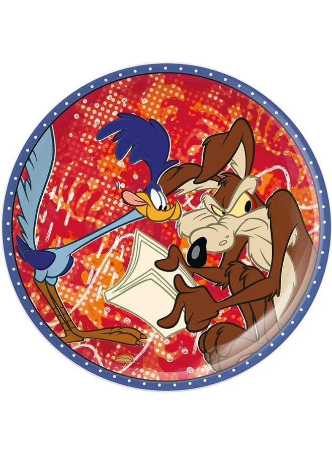 EGAN طبق حلوى لوني تونز 19 سم – طبق بورسلين لمحبي لوني تونز – آمن للاستخدام في الميكروويف وغسالة الصحون – أدوات مائدة ممتعة للوجبات الخفيفة، الكعك والحلويات (وايلي إي. كايوتي وذا رود رنر) - Image 1