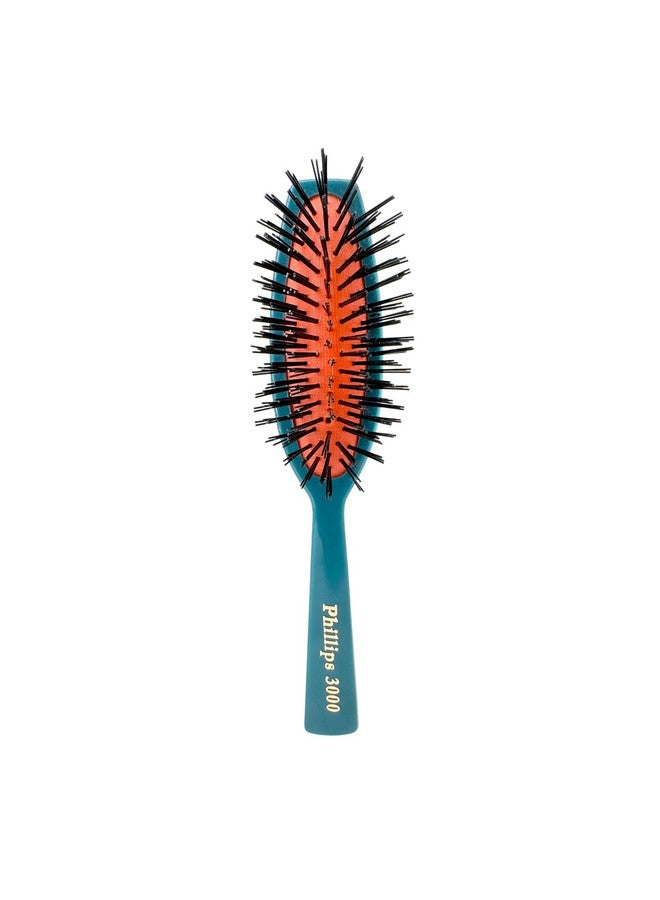 Phillips Brush 3000 Purse Size Cushion Hair Brush With Flower Design Teal - Image 1
