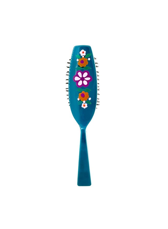 Phillips Brush 3000 Purse Size Cushion Hair Brush With Flower Design Teal - Image 2