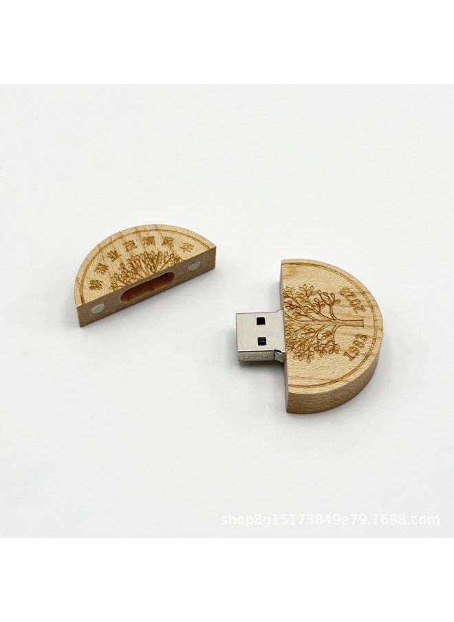 Wooden School Badge U Disk Company Creative Gifts Office Meeting Business Large Capacity USB 32g-Color:Walnut Single Disk-Capacity:16GB  - Image 4