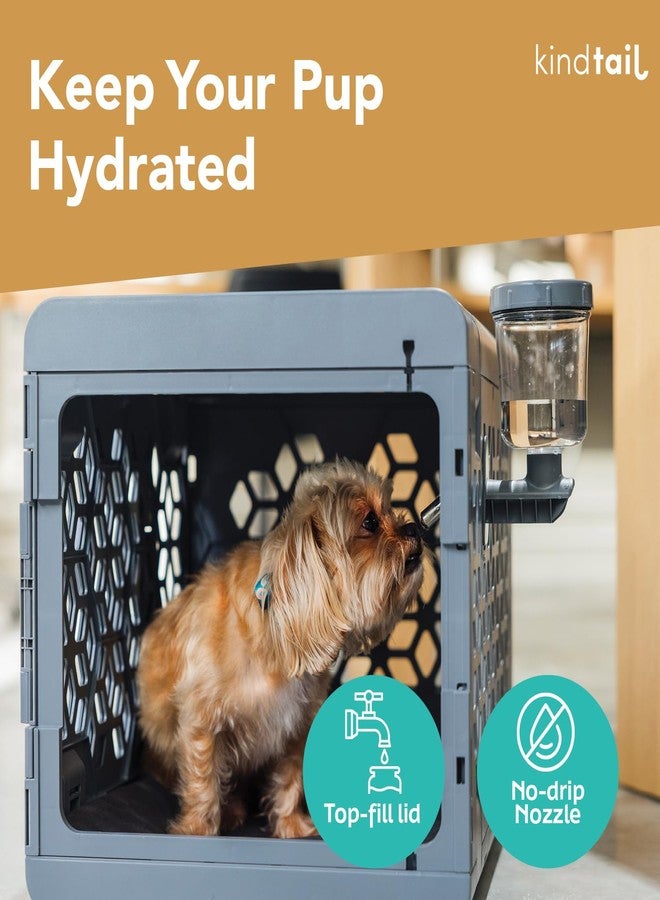 زجاجة ماء KindTail Pawdle - زجاجة ماء للكلاب مانعة للتنقيط - موزع مياه للحيوانات الأليفة يُملأ من الأعلى - خالية من مادة BPA مع فوهة من الفولاذ المقاوم للصدأ - سهلة الاستخدام مع معظم الأقفاص وأماكن اللعب - 7 × 6 × 4 بوصة - سعة 16 أونصة - رمادي - Image 2