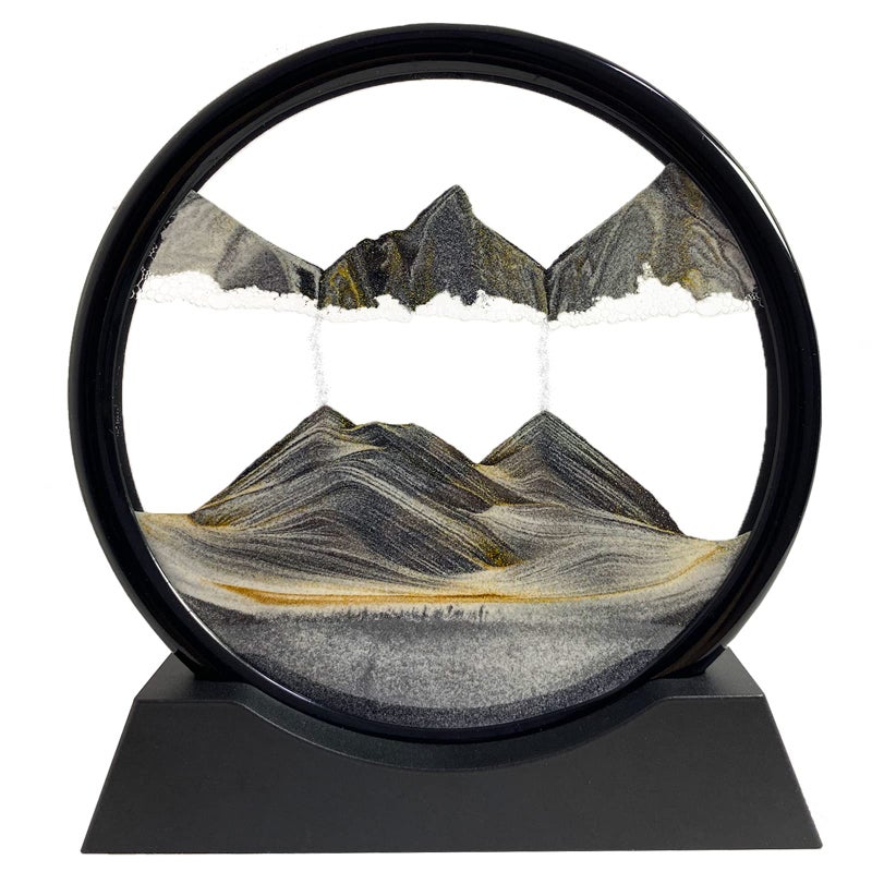 SANDCLE Moving Sand Art Liquid Motion  Moving Sand Art Picture Decor 3D Deep Sea Sandscape Round Glass Frame Display Flowing Sand Relaxing Toy for Desktop Home Office Work DecorationBlack 12 - Image 2
