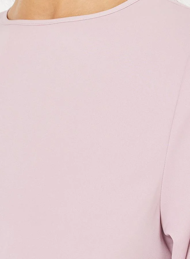 Styli Solid Longline Top & Flared Pleated Trouser Modest Set