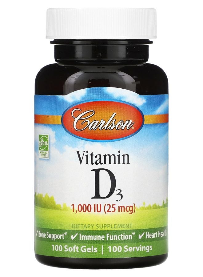 Vitamin D3 25 mcg (1000 IU) 100 Soft Gels