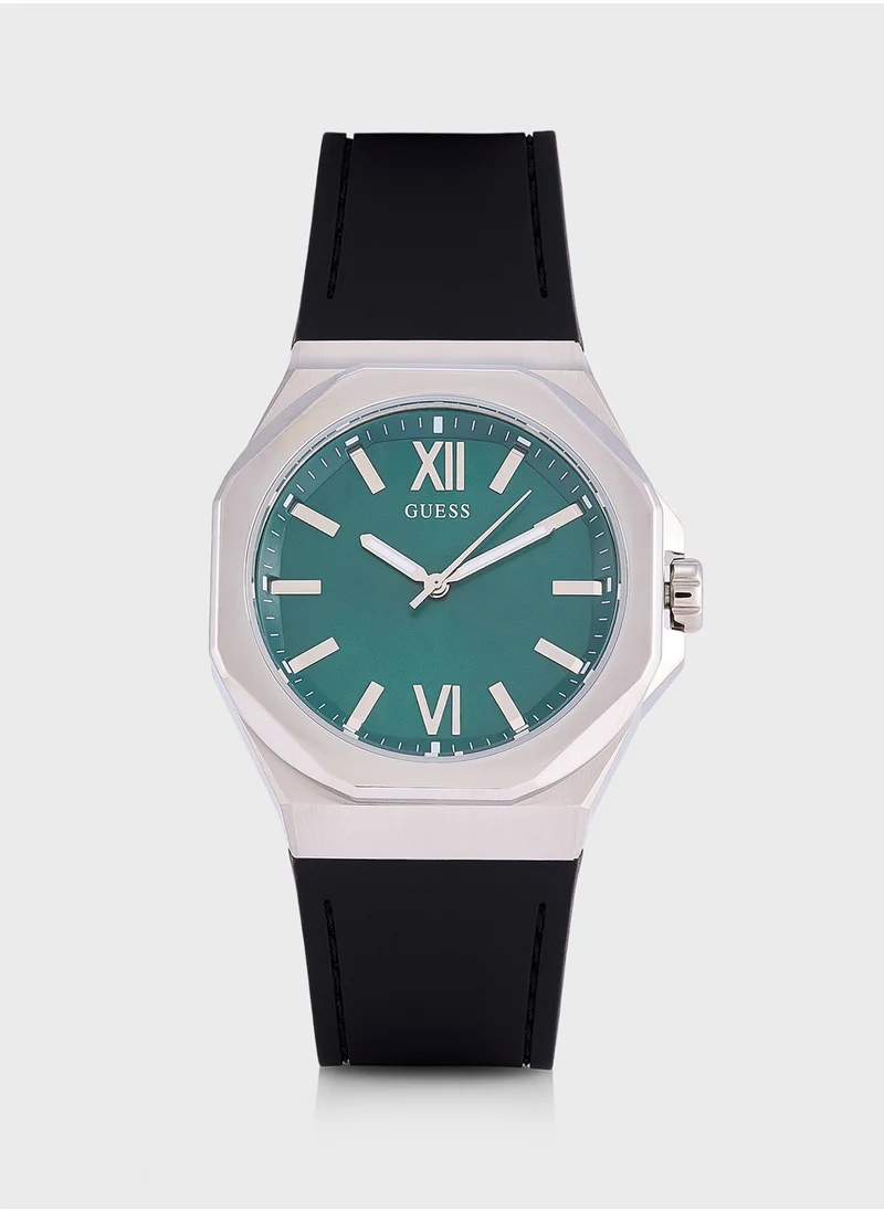 GUESS Emperor Leather Strap Analog Watch