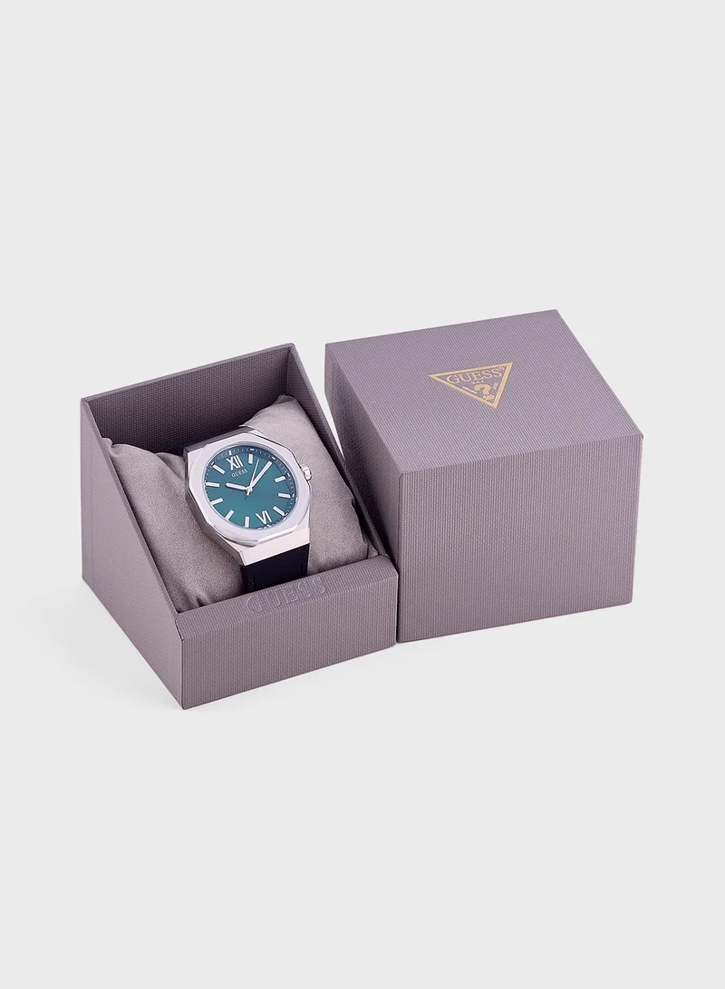 جس Emperor Leather Strap Analog Watch