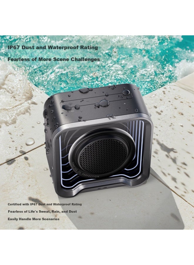 Walker Flower Manbuzhehuazai Halo Nano Computer Desktop Ambient Light Speaker, Portable Bluetooth Speaker, Outdoor Long Battery Life Ip67 Waterproof Subwoofer, Gift Mini Speaker Breakthrough Black - Image 2
