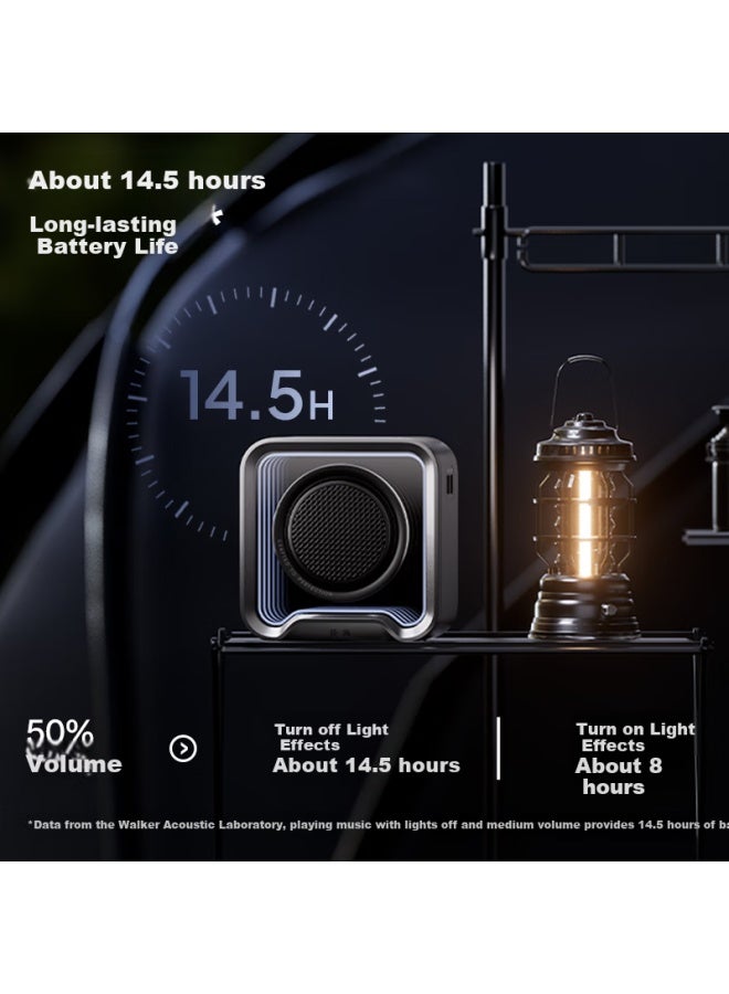 Walker Flower Manbuzhehuazai Halo Nano Computer Desktop Ambient Light Speaker, Portable Bluetooth Speaker, Outdoor Long Battery Life Ip67 Waterproof Subwoofer, Gift Mini Speaker Breakthrough Black - Image 4