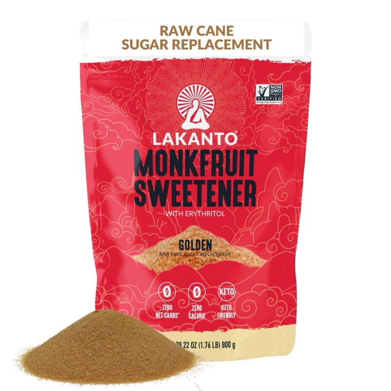 Lakanto Golden Monk Fruit Sweetener With Erythritol, Raw Cane Sugar Substitute From Monk Fruit Extract, Raw Sugar Replacement for Baking, Coffee & Tea, Gluten Free, Low Carb, Non GMO, Keto, 1.76 lb - Image 1