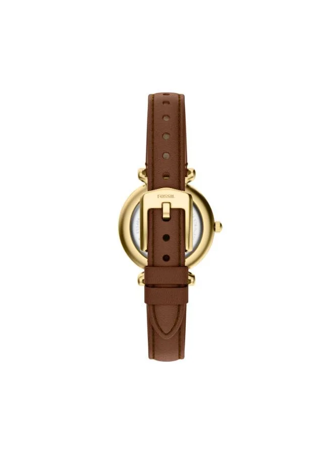FOSSIL ES5464 Analog Watch with Gold Plated Leather Strap