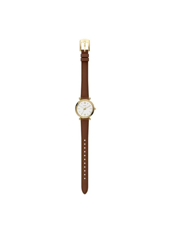 FOSSIL ES5464 Analog Watch with Gold Plated Leather Strap
