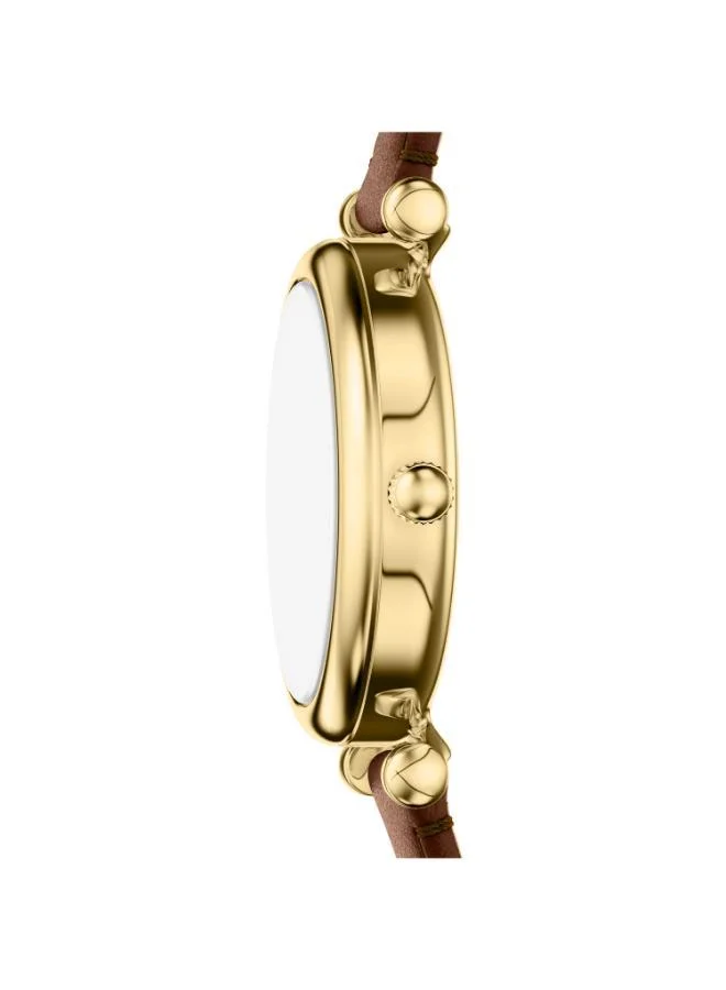 FOSSIL ES5464 Analog Watch with Gold Plated Leather Strap