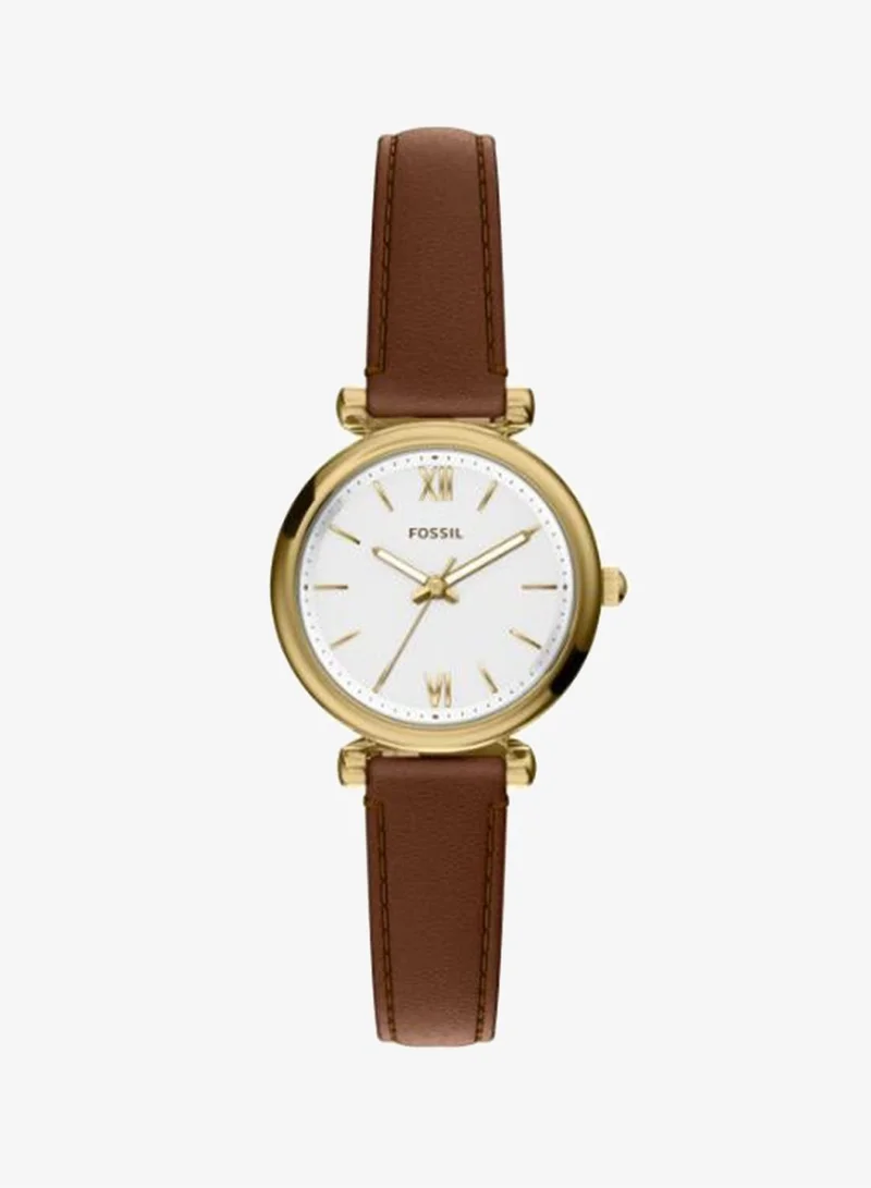 FOSSIL ES5464 Analog Watch with Gold Plated Leather Strap