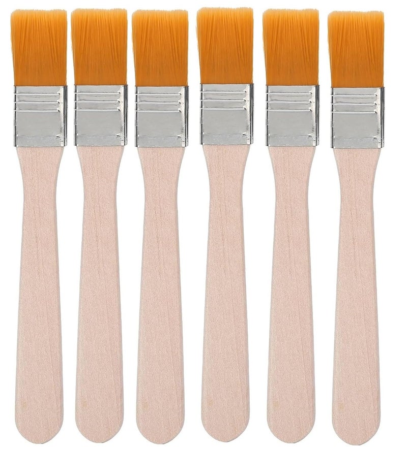 worison 12mm Flat Paintbrush Set – Natural Finish Brushes with Soft Nylon Hair, Ideal for Acrylic, Watercolor, Gouache, Varnish and Craft Painting (Pack of 6) - Image 1