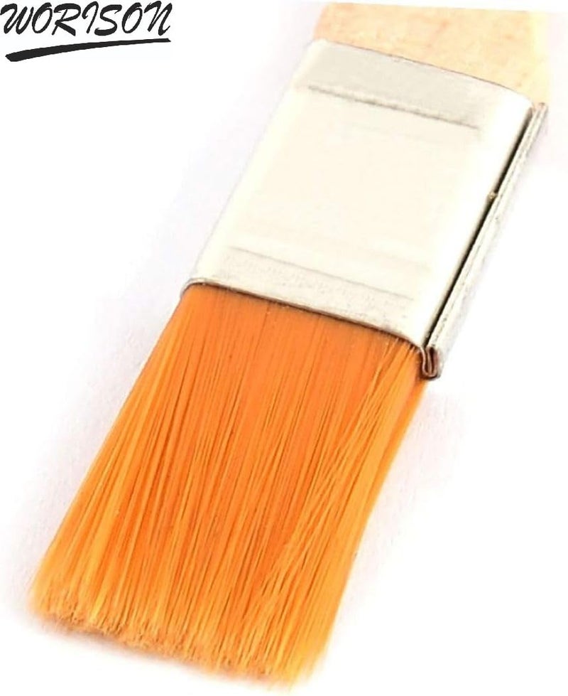 worison 12mm Flat Paintbrush Set – Natural Finish Brushes with Soft Nylon Hair, Ideal for Acrylic, Watercolor, Gouache, Varnish and Craft Painting (Pack of 6) - Image 2