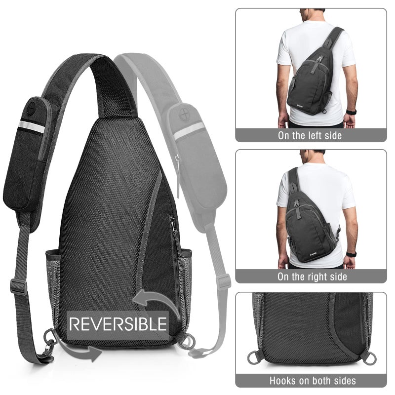G4Free Sling Bag RFID Blocking Sling Backpack Crossbody Chest Bag Daypack for Hiking Travel(Black) - Image 4