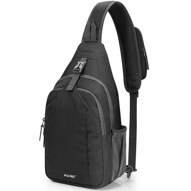 G4Free Sling Bag RFID Blocking Sling Backpack Crossbody Chest Bag Daypack for Hiking Travel(Black) - Image 1