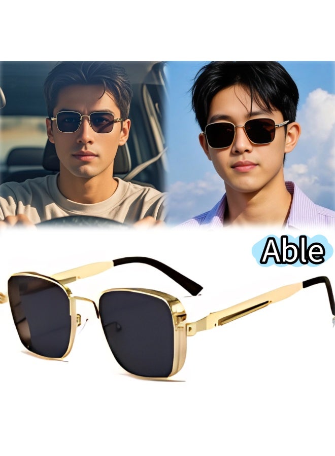 ABLE 【2025New Glasses】Unisex Polarized Metal Punk Retro Steam Sunglasses - UV400 UV Protection, High-Definition Anti-Glare, Gold Frame - Suitable for Fishing/Shopping/Driving/Travel/Parties, Fashionable Facial Accessory - Image 1