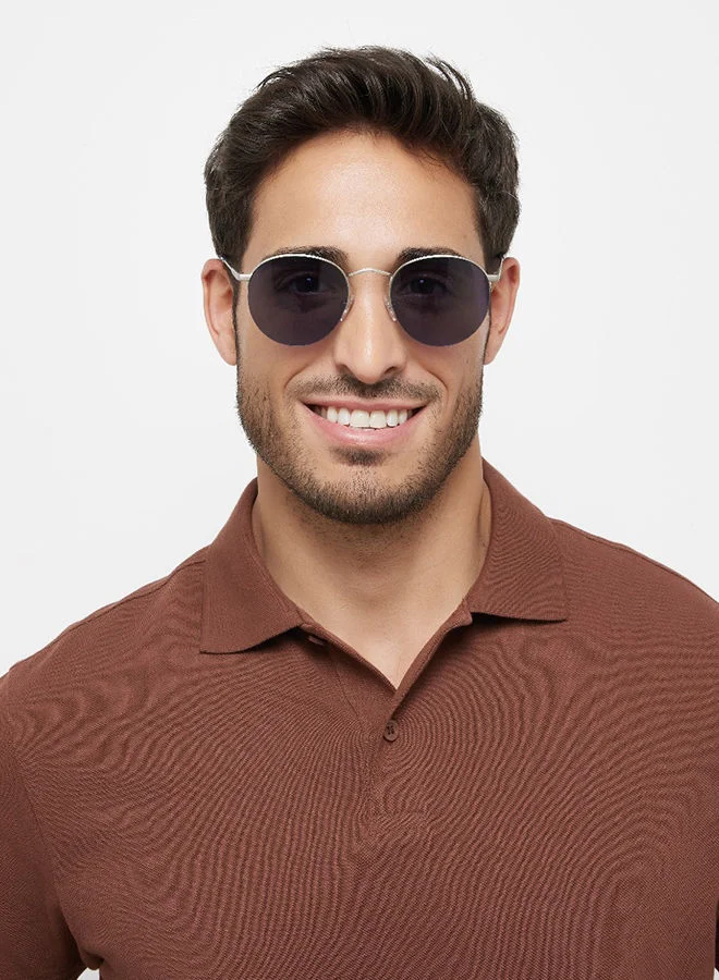 30Sundays 30Sundays RETRO,Unisex Sunglasses, Round Sunglasses, UV Protection: UV400 (Silver,Blue)