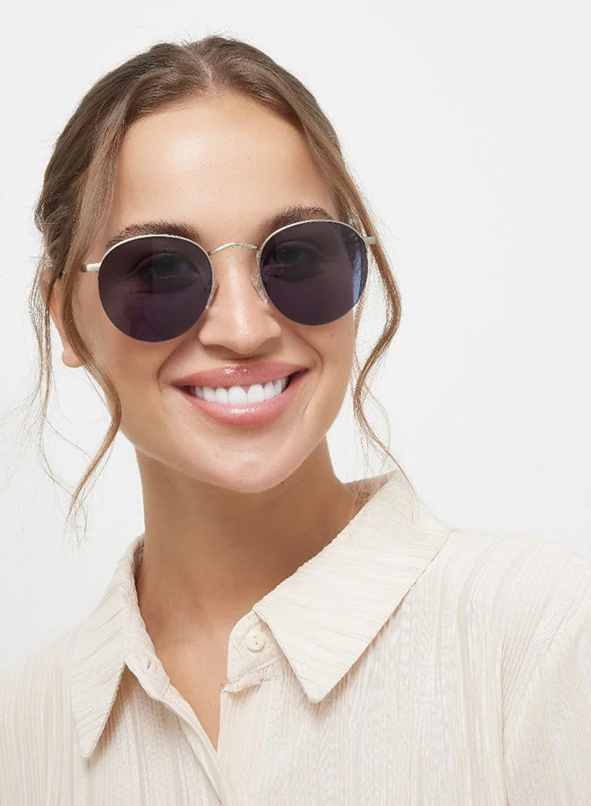 30Sundays 30Sundays RETRO,Unisex Sunglasses, Round Sunglasses, UV Protection: UV400 (Silver,Blue)