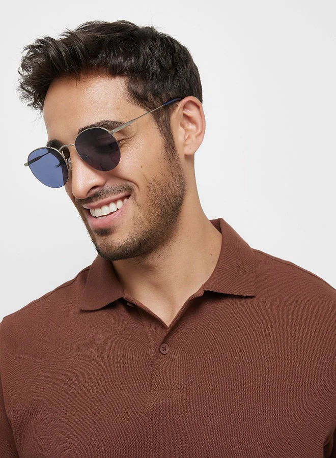 30Sundays 30Sundays RETRO,Unisex Sunglasses, Round Sunglasses, UV Protection: UV400 (Silver,Blue)