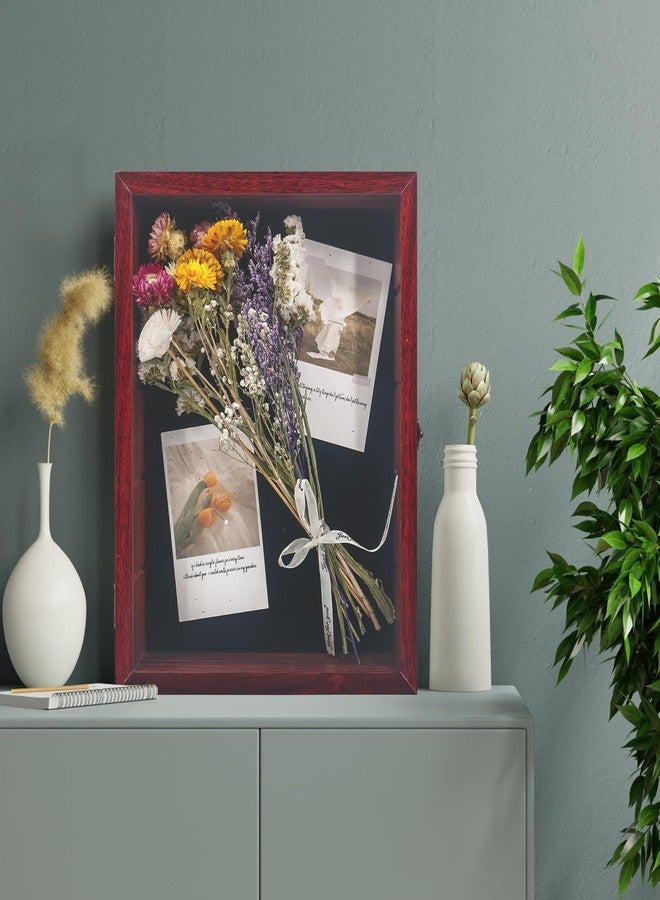 FramePro Shadow Box Frame with Removable Shelves, Deep Memory Box Display Case for Collector, Keepsake Coins Military Medals Pins Wedding Flowers Cherry Finish 11x14 - Image 3