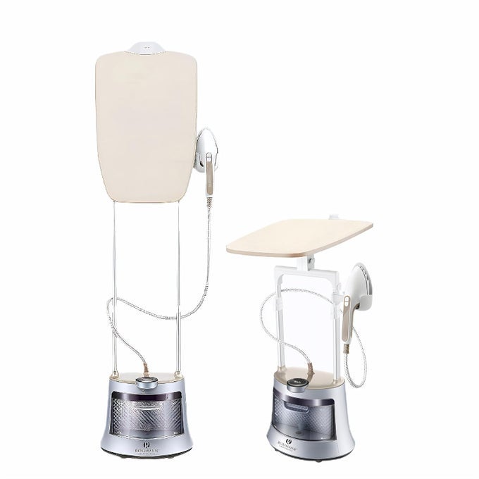 GARMENT STEAMER 2400 WATTS ULTRA HIGH PRESSURE STEAM AUTO STEAM STARTSTOP LARGE MOVEABLE BOARD 7 LEVEL DIGITAL CONTROL LARGE 2 LITER TANK HORIZONTAL VERTICAL USE GOLD