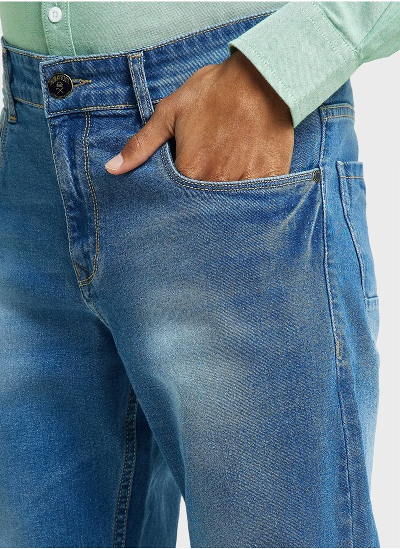 توماس سكوت Thomas Scott Men Smart Clean Look Heavy Fade Cotton Jeans