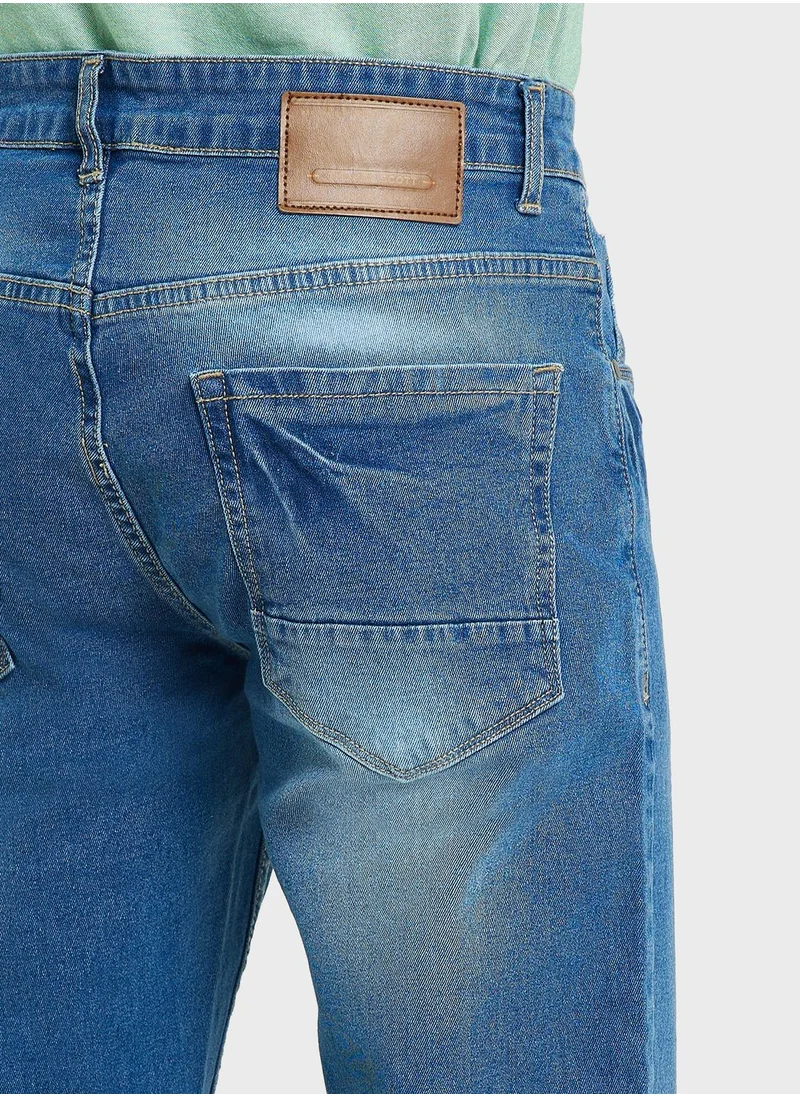 توماس سكوت Thomas Scott Men Smart Clean Look Heavy Fade Cotton Jeans