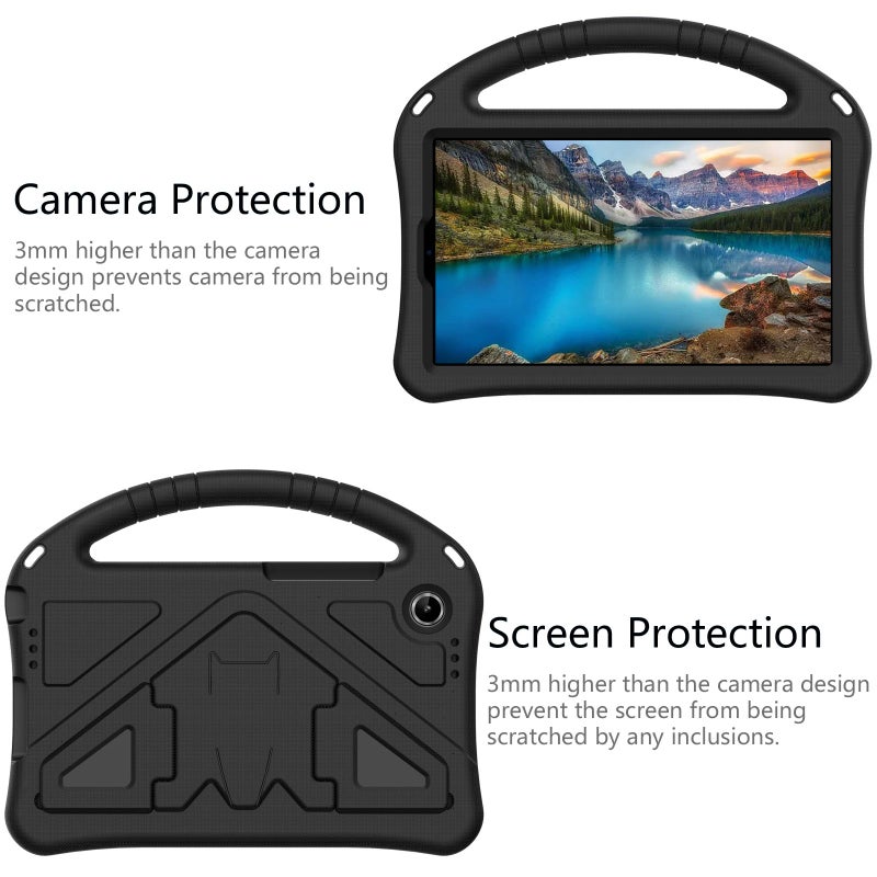 erorex For Lenovo Tab One 8.7 2025 Eva Shockproof Tablet Case With Holder & Shoulder Strap(Black) - Image 3