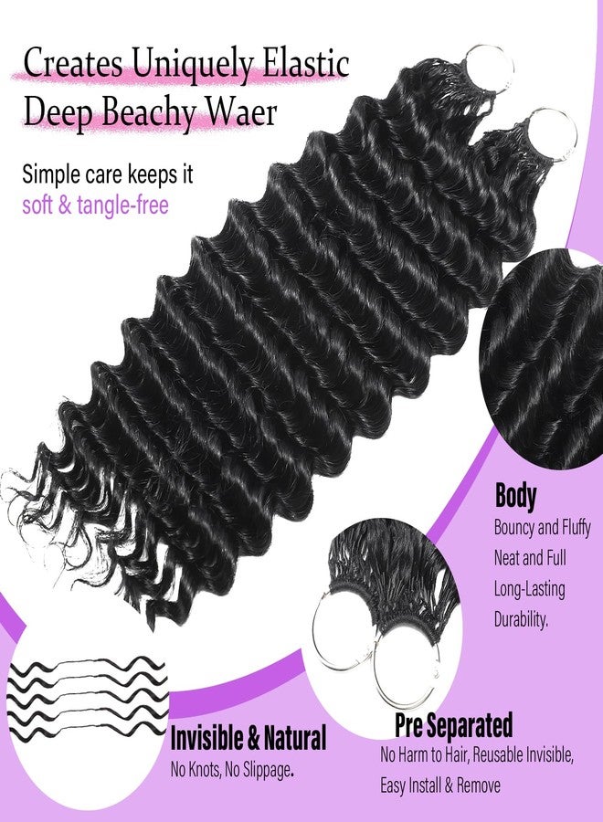 Headdoll Human Crochet Hair Deep wave Crochet Human Hair for Black Women 20 Inch Pre-Separated Feather Crochet Human Hair 100% Human Hair Bundles Hair Extensions Natural Black - Image 3