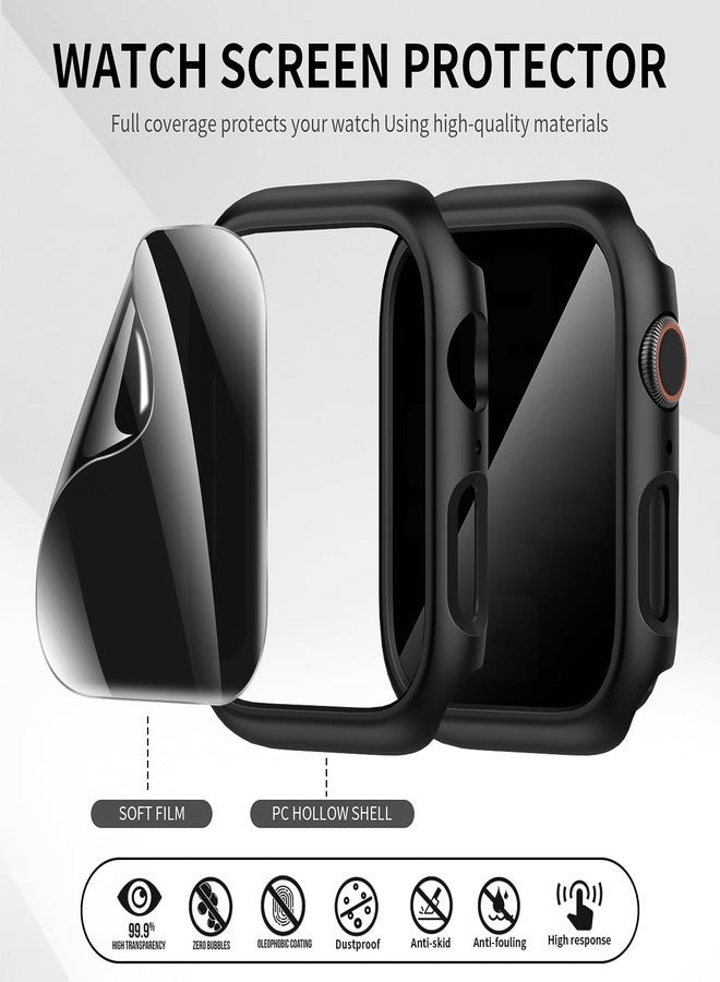 Suoman 2+2-Pack for Apple Watch Series 6/5/4/SE3/SE2/SE1 44mm Case, [Anti-Peeping] TPU Soft Privacy Screen Protector, All-Round PC Protective Cover for iWatch 44mm - Image 4