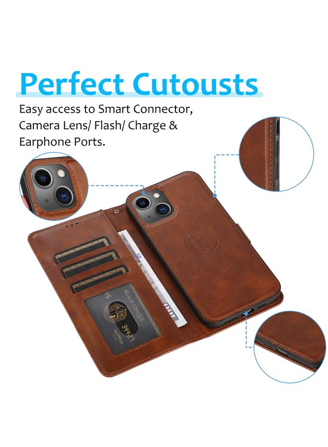 Zaboon Case For iPhone 13 mini Calf Texture 2 in 1 Detachable Magnetic Back Cover Horizontal Flip Leather Case with Holder & Card Slots & Wallet & Photo Frame - Image 4