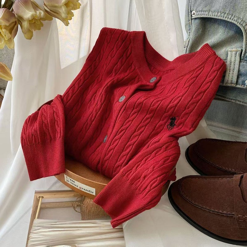 Outer Cardigan Soft Waxy Embroidered Round Neck Twist Cardigan Autumn New Retro Academy Style Sweater Top - Image 3