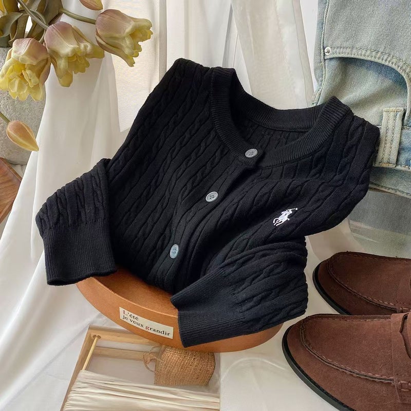 Outer Cardigan Soft Waxy Embroidered Round Neck Twist Cardigan Autumn New Retro Academy Style Sweater Top - Image 1