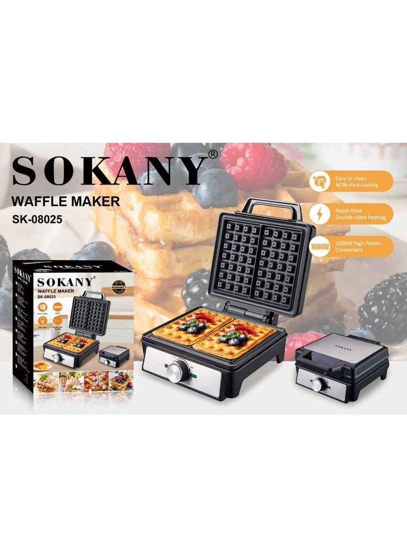 سوكاني - (SK-08025)صانع الوافل/غير لاصق/تسخين مزدوج الجوانب/ مؤشر طاقة/مؤشر ضوء - 1600وات - Image 1