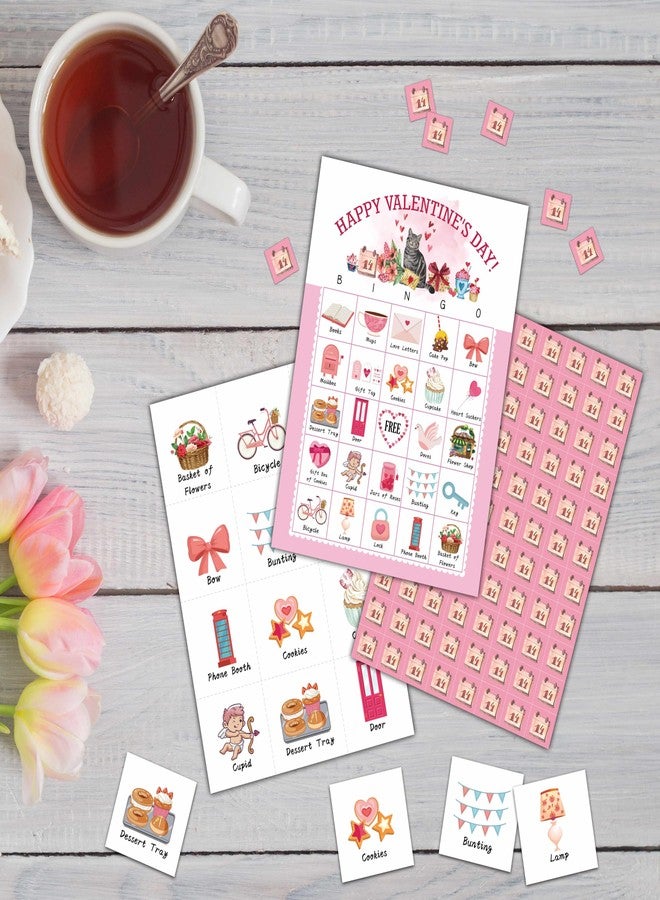 KFNER Happy Valentine's Day Bingo Games - Valentines Bingo Card - 24 Players Bingo Game Set for Adult Family Friends - School Classroom Indoor Outdoor Activities - Valentine Party Favors Supplies -C01 - Image 4